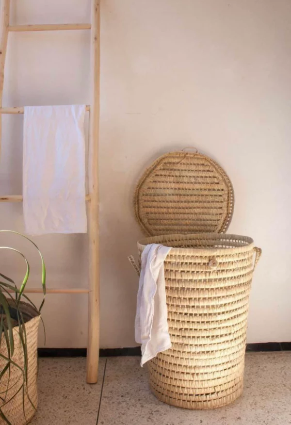 Moroccan Straw Storage Basket, Wicker Storage Trunk, Toybox - Image 2